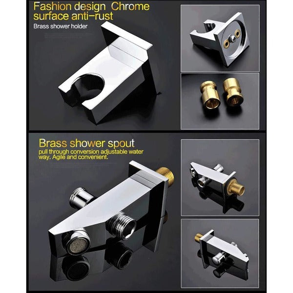 Complete 15x28 LED shower package with valve, jets, handheld and accessories