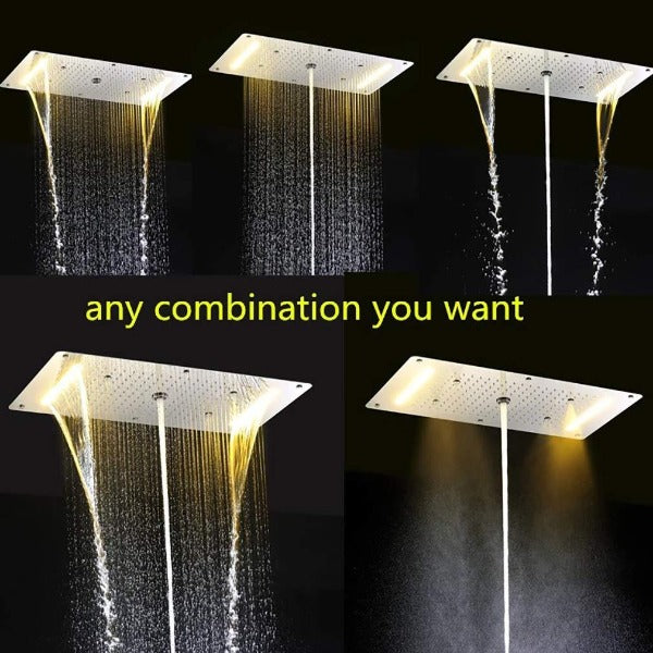 Vaticano 15x28 shower head showing rainfall and mist modes