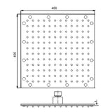 16" Ceiling Mount Square Rainfall LED Shower Head, Stainless Steel - Cascada Showers