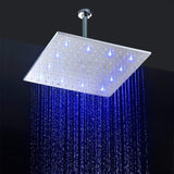 showerhead system rain head shower with handheld sets complete led faucet faucet waterfall head light rainfall spout hand holder hose remote controller lights held bathroom set control color change metal wall mount rainfall waterfall Hand Shower Mode Cascada Luxury 16" Square Ceiling Mounted Thermostatic Rainfall LED Shower With Body Jets Automated LED Light RGB Color - Stainless Steel shower head, thermostatic shower, rain shower, rain shower faucet, shower head sets for bathroom