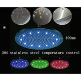 16" Stainless Steel Ceiling Mount Round Rainfall LED Shower Head - Cascada Showers