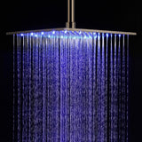 16" Stainless Steel Ceiling Mount Square Rainfall LED Shower Head - Cascada Showers