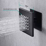Cascada Luxury 16”x28” Music LED shower system with built-in Bluetooth Speakers, 5 functions (Rain, Waterfall, Mist Outlet, Body Jet & Hand Shower) & Remote Control 64 Color Lights cascada system LED bluetooth shower head speaker hot cold music rain rainfall musical lights showerhead body spray jet waterfall misty ceiling mounted handheld high pressure multicolor holder thermostatic chrome oil rubbed bronze mixer remote control