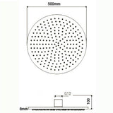 20" Ceiling Mount Round Rainfall LED Shower Head, Stainless Steel - Cascada Showers