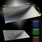 20" X 39" Luxury Rectangular LED Rain Shower Head Brushed Stainless Steel - Cascada Showers