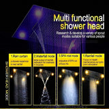 shower head with handheld rain Curtain LED multicolor built in Bluetooth speaker shower heads hand held system holder rainfall waterfall SPA mist matte black gold kit chrome oil rubbed bronze 6 knob valve mixer ceiling mount remote control app system