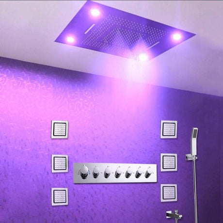 Seven knob thermostatic mixing valve for Cascada Showers LED system