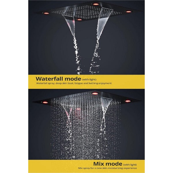 showerhead system rain head shower handheld set complete led bathroom waterfall heads light rainfall Thermostatic 6 knob Shower Set for lights bathroom set