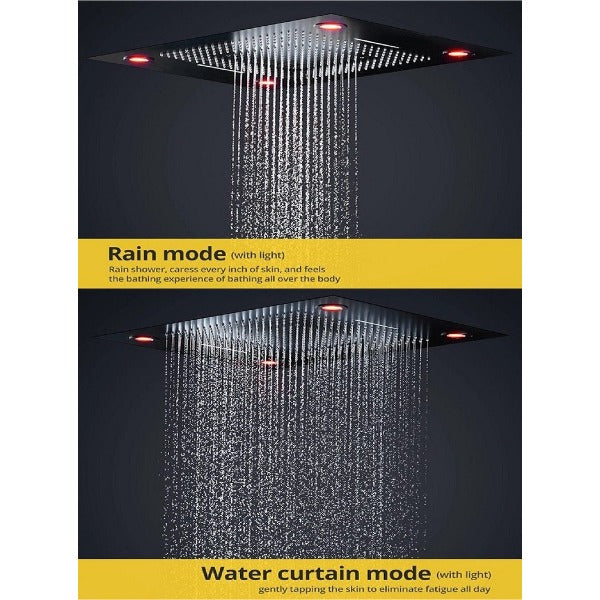 showerhead system rain head shower handheld set complete led bathroom waterfall heads light rainfall Thermostatic 6 knob Shower Set for lights bathroom set