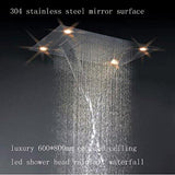 23"x31" Luxurious Waterfall LED Rain Shower Set Stainless Steel Polish - Cascada Showers