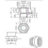 3/4" Male G Thread Water Pipe to 1/2" Female NPT Thread Female Pipe Fitting Adapter - Cascada Showers