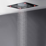 waterfall shower head, waterfall shower heads, shower head waterfall, shower head with waterfall, water fall shower head, shower waterfall head, waterfall rain shower head, waterfall bluetooth speaker, waterfall shower head, shower head water fall. Cascada Classic 23”x31” large recessed Waterfall rain shower head w/4 modes (Rain+ Curtain + Waterfall + Mix), Built-in Bluetooth Speaker, & remote control for LED light shower head with 4 modes function rain Curtain rainfall waterfall.