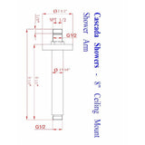 8" Ceiling Mount Shower Arm - Cascada Showers