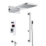 Cascada Luxury 22” Music LED shower system (Wall Mounted) with Single Valve & LCD Display, 3 function (Rain, Waterfall & Hand Shower) & Remote Control 64 Color Lights (Matt Black) cascada system LED bluetooth shower head with handheld speaker hot cold music rain rainfall musical light showerhead body spray jet waterfall lifting rod wall mounted high pressure thermostatic mixer black matte chrome oilrubbed bronze remote control