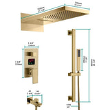 Cascada Luxury 22” Music LED shower system (Wall Mounted) with Single Valve & LCD Display, 3 function (Rain, Waterfall & Hand Shower) & Remote Control 64 Color Lights (Matt Black) cascada system LED bluetooth shower head with handheld speaker hot cold music rain rainfall musical light showerhead body spray jet waterfall lifting rod wall mounted high pressure thermostatic mixer black matte chrome oilrubbed bronze remote control
