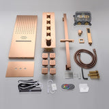 Cascada 22” Music LED shower system (Wall Mounted) with built-in Bluetooth Speakers, 4 function (Rain, Waterfall, body jets & Hand Shower) & Remote Control 64 Color Lights cascada system LED bluetooth shower head with handheld speaker hot cold music rain rainfall musical light showerhead body spray jet waterfall lifting rod wall mounted high pressure thermostatic mixer black matte chrome oilrubbed bronze remote control