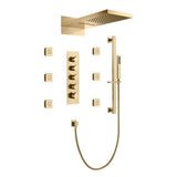 Cascada 22” Music LED shower system (Wall Mounted) with built-in Bluetooth Speakers, 4 function (Rain, Waterfall, body jets & Hand Shower) & Remote Control 64 Color Lights cascada system LED bluetooth shower head with handheld speaker hot cold music rain rainfall musical light showerhead body spray jet waterfall lifting rod wall mounted high pressure thermostatic mixer black matte chrome oilrubbed bronze remote control
