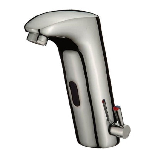 Cascada Touch Free Automatic Sensor Sink Faucet with Temperature Control Handle (Hot & Cold), Chrome touchless faucet bathroom sensor adapter restroom automatic sink hands free chrome vanity faucets touch brass material water contemporary design hot cold mixing valve plated sensors faucet heavy duty automatically turned on-off low power consumptions