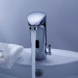 Cascada Touch Free Automatic Sensor Sink Faucet with Temperature Control Handle (Hot & Cold), Chrome touchless faucet bathroom sensor adapter restroom automatic sink hands free chrome vanity faucets touch brass material water contemporary design hot cold mixing valve plated sensors faucet heavy duty automatically turned on-off low power consumptions