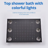 Cascada 14"x20" LED Shower System with 2-Way Thermostatic Valve - Cascada Showers shower head with handheld rain LED rainfall 3 knob handle shower heads high pressure black hand held system holder spout spray matte fixtures gold kit chrome oil rubbed bronze mixer remote modern ceiling mount 2 way thermostatic square showers system Cascada Thermostatic 14 x 20 Inch LED Shower System with 2-Way thermostatic mixer, Top Spray Shower and Push Button Hand Shower