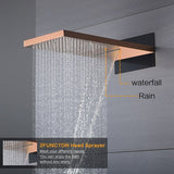 Cascada Arezzo rose gold system showing simultaneous rainfall and handheld function operation