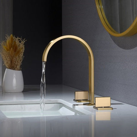 Cascada waterfall bathroom sink faucet in polished gold