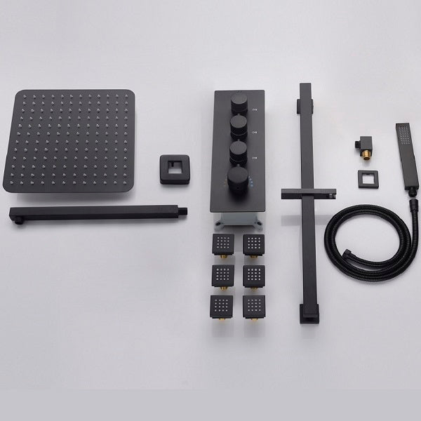 Cascada Geneva Luxury 12” Rainfall Shower set with 4 knob thermostatic Valves - Cascada Showers