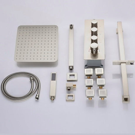Cascada Geneva Luxury 12” Rainfall Shower set with 4 knob thermostatic Valves - Cascada Showers