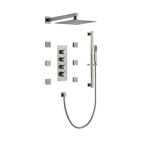 Cascada Geneva Luxury 12” Rainfall Shower set with 4 knob thermostatic Valves - Cascada Showers