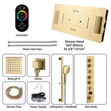 Cascada Genoa 16"x36" Brushed Gold Music LED Digital Shower System - Cascada Showers