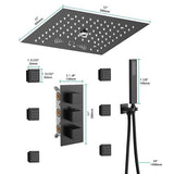 Matte black Cascada shower system installed in modern luxury bathroom