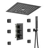 Matte black Cascada shower system with color-changing LED accent lighting
