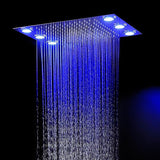 Cascada Luxury 14 x 20 Inch Square LED Shower System with 2-Way thermostatic mixer, 2-Mode Functions (Rainfall & Hand Shower) & Remote-Control LED Lights