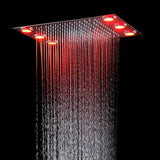 Cascada Luxury 14 x 20 Inch Square LED Shower System with 2-Way thermostatic mixer, 2-Mode Functions (Rainfall & Hand Shower) & Remote-Control LED Lights
