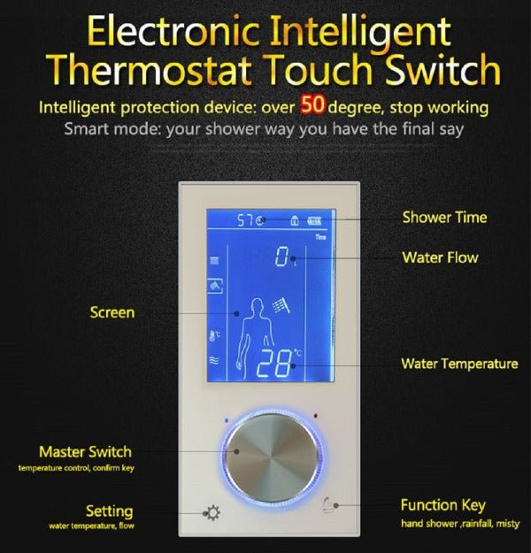 Cascada Veneto digital mixer with brass valve and NPT standard connections

