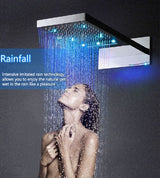 Cascada Veneto touchscreen shower installed showing LED illumination and digital controls