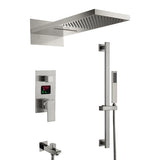 Cascada Luxury 22” Music LED shower system (Wall Mounted) with Single Valve & LCD Display, 3 function (Rain, Waterfall & Hand Shower) & Remote Control 64 Color Lights (Matt Black) cascada system LED bluetooth shower head with handheld speaker hot cold music rain rainfall musical light showerhead body spray jet waterfall lifting rod wall mounted high pressure thermostatic mixer black matte chrome oilrubbed bronze remote control