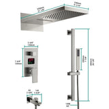 Cascada Luxury 22” Music LED shower system (Wall Mounted) with Single Valve & LCD Display, 3 function (Rain, Waterfall & Hand Shower) & Remote Control 64 Color Lights (Matt Black) cascada system LED bluetooth shower head with handheld speaker hot cold music rain rainfall musical light showerhead body spray jet waterfall lifting rod wall mounted high pressure thermostatic mixer black matte chrome oilrubbed bronze remote control
