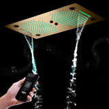 Cascada Pisa 16"x28" Brushed Gold Bluetooth LED Shower System - Cascada Showers