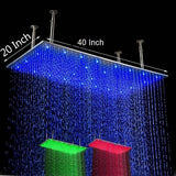 Cascada Rectangular Ceiling Mount Rainfall LED Shower Head (Include Shower Arm) - Cascada Showers