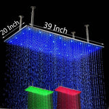 Cascada Rectangular Ceiling Mount Rainfall LED Shower Head (Include Shower Arm) - Cascada Showers