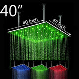 Cascada Square Ceiling Mount Rainfall LED Shower Head (Include Shower Arm) - Cascada Showers