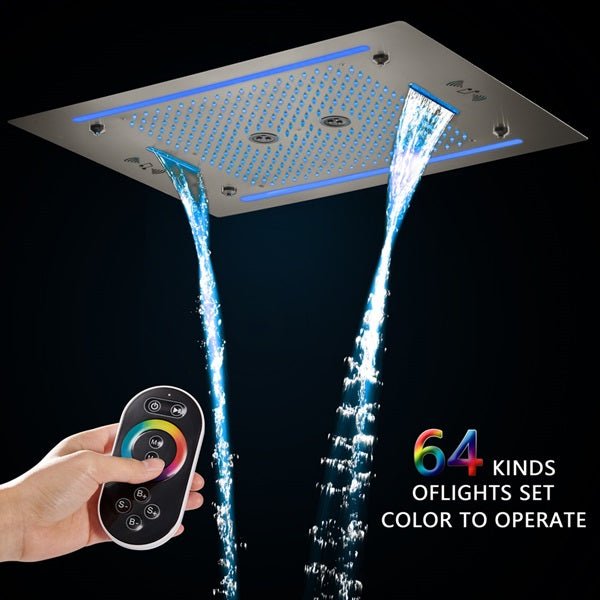 Cascada Venice 23"x31" Brushed Nickel Bluetooth LED Shower System - Cascada Showers