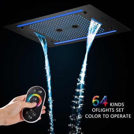 Cascada Venice 23"x31" Matte Black LED Shower System - Cascada Showers