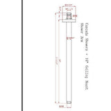 Chrome 16" Ceiling Mount Shower Arm with 1/2" NPT Thread - Cascada Showers