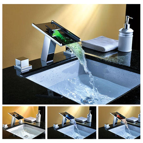 Color Changing LED Waterfall Sink Faucet - Cascada Showers