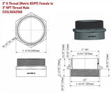G Thread (Metric BSPP) Female to NPT Male Adapter - Lead Free (3" x 3") - Cascada Showers