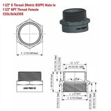 G Thread (Metric BSPP) Male to NPT Female Adapter - Lead-Free (1 1/2" x 1 1/2") - Cascada Showers