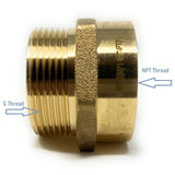 G Thread (Metric BSPP) Male to NPT Female Adapter - Lead-Free (1 1/2" x 1 1/2") - Cascada Showers