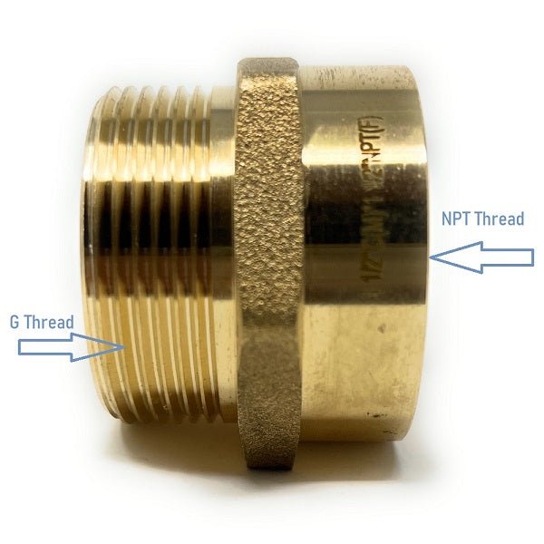 G Thread (Metric BSPP) Male to NPT Female Adapter - Lead-Free (1 1/2" x 1 1/2") - Cascada Showers